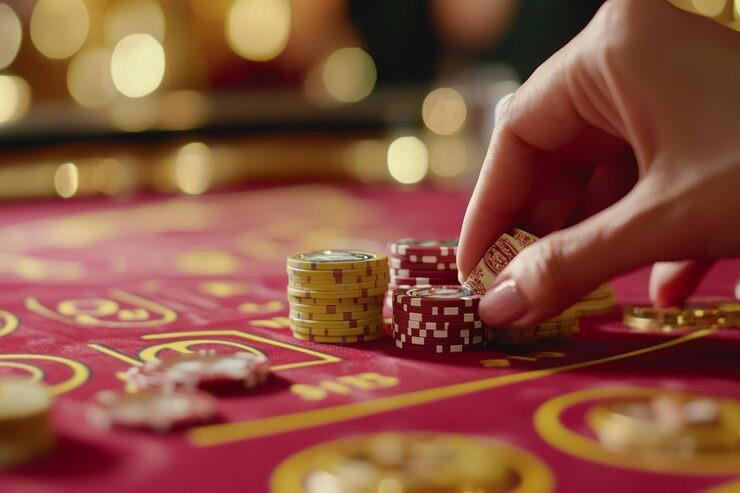 Live dealer at blackjack table in pilar studio